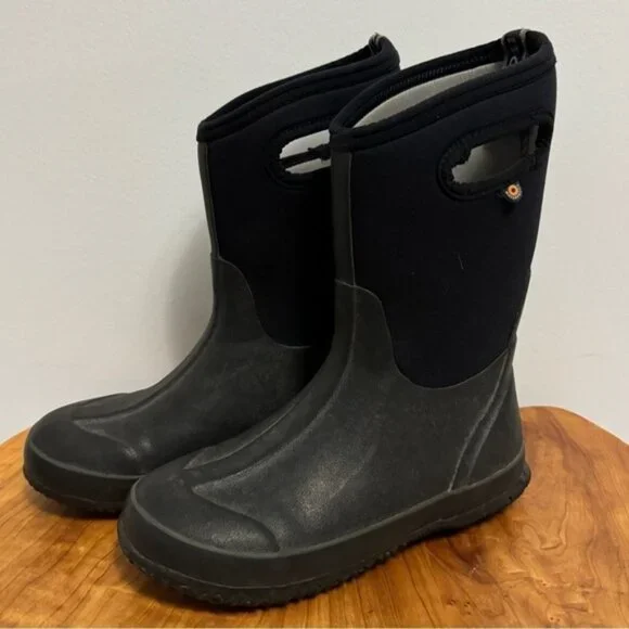 Bogs Ks Classic High HA Slip On Handles Winter Snow Boots Black Size 5Y - Picture 2 of 10